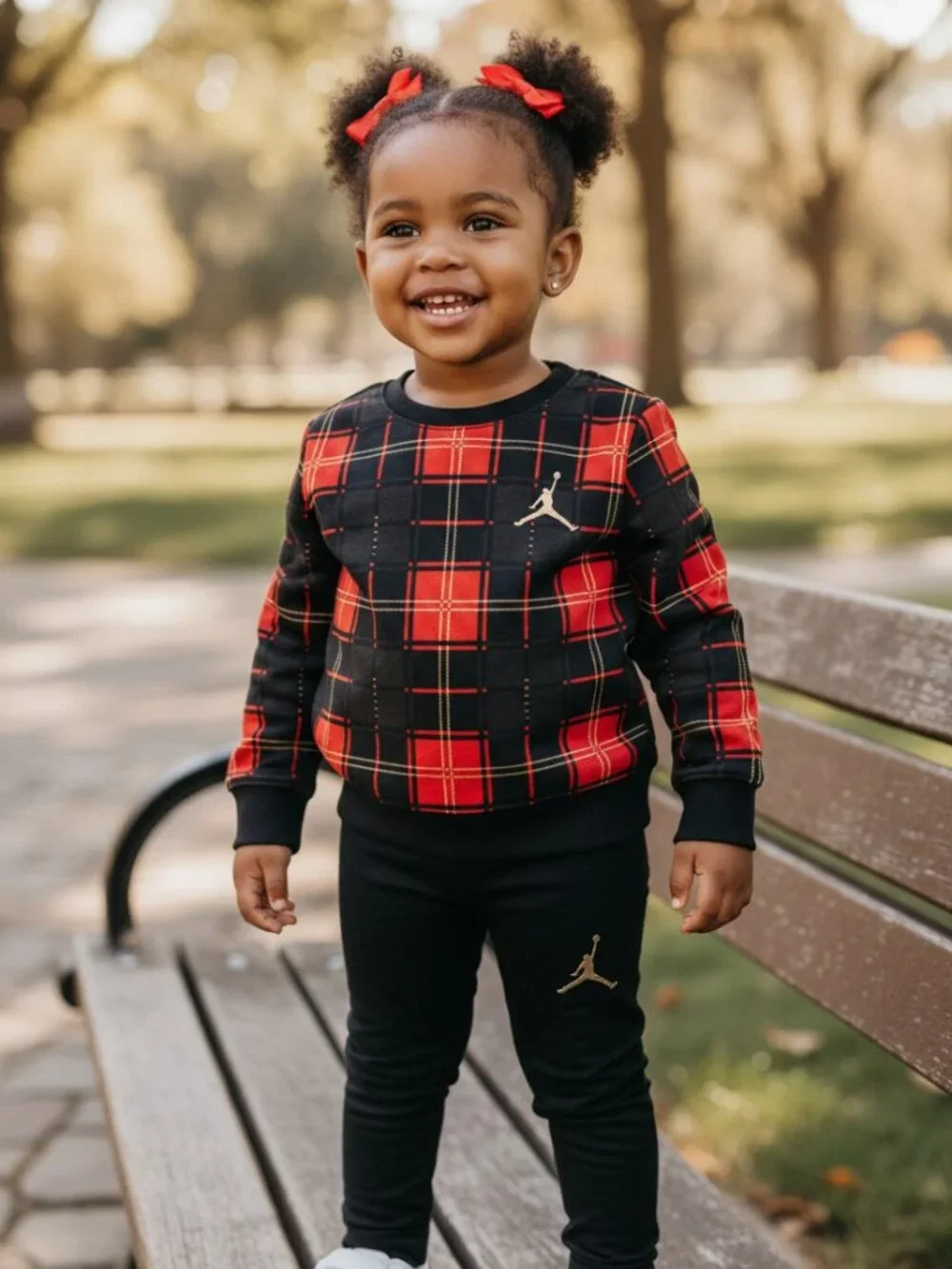 Jordan Girls 2PC Plaid Sweatshirt & Legging Set